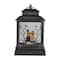 11.5" Black Lighted Halloween Snow Globe Lantern With Pumpkin Couple